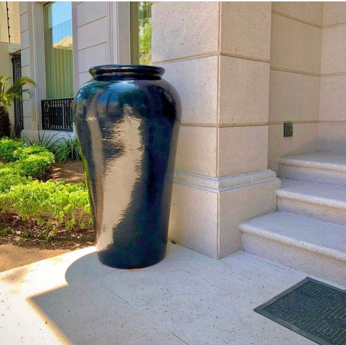 Anzio Black Gloss Glazed Tall Planter