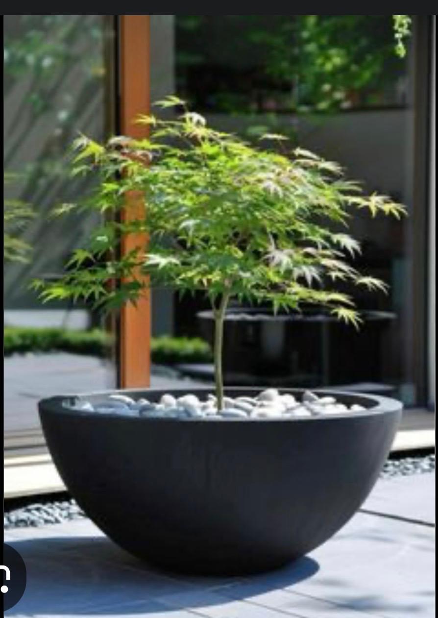 Black Round Large Fiberglass Planters