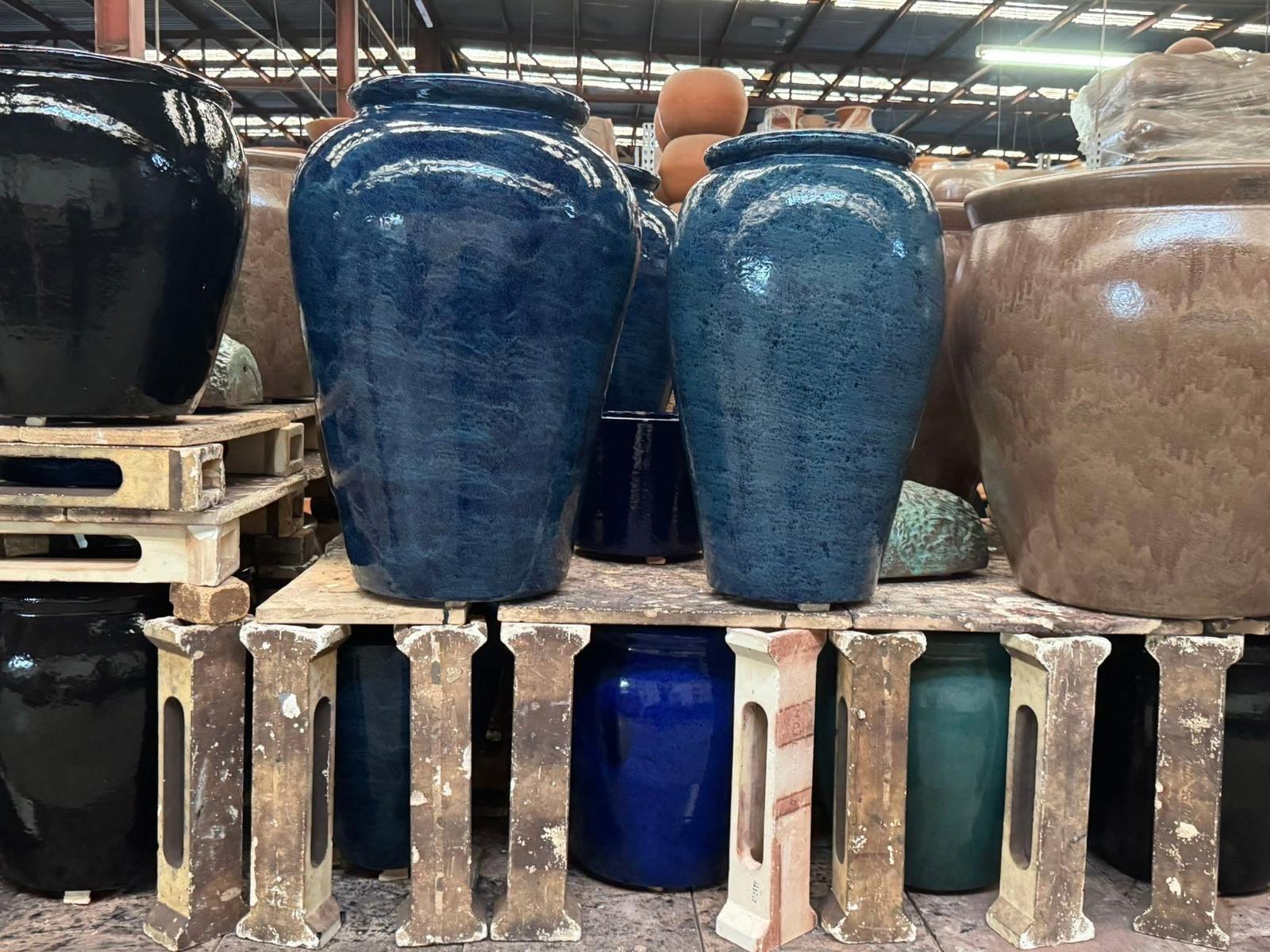 Blue Glazed Planters