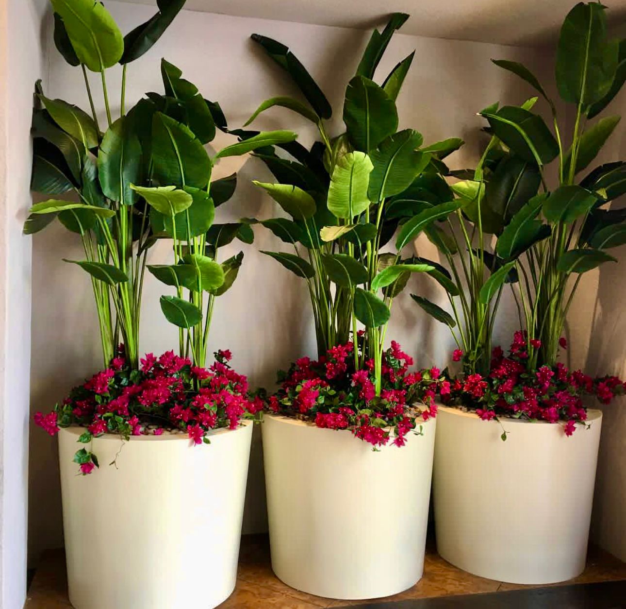 Outdoor fiberglass planters