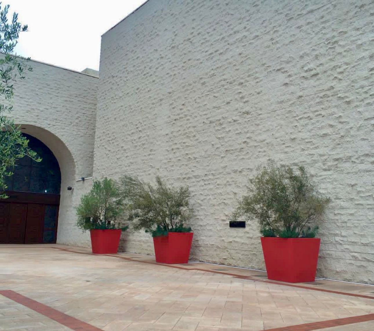 Red Fiberglass Planters