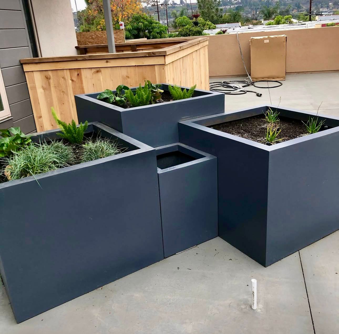 Square Fiberglass Outdoor Planters